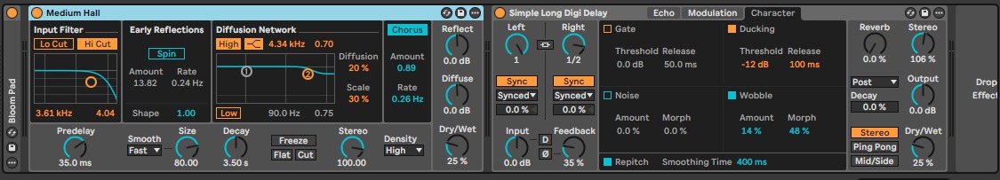 Тот же трек после перетаскивания Reverb левее Echo