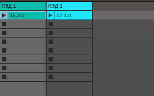 Session View: два MIDI-клипа с длинами 15.3.0 и 17.1.0