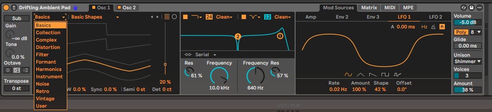 Wavetable: категории таблиц