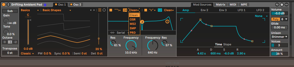 Wavetable: схемы фильтра