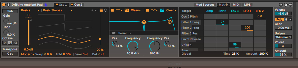 Wavetable: матрица